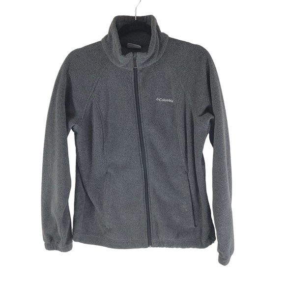 Columbia Womens Benton Springs Fleece Jacket Full Zip Cinch Waist Pockets Gray M - Picture 1 of 5